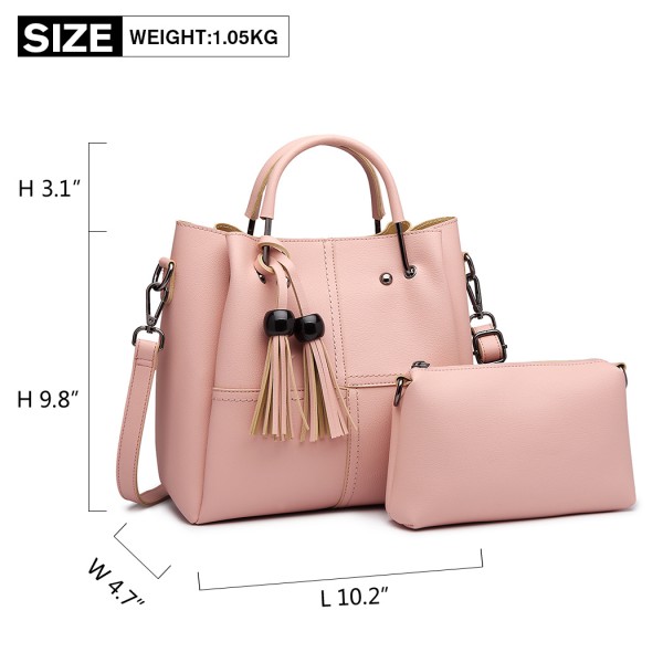 LG1844 - MISS LULU LEATHER LOOK 2 IN 1 BUCKET HANDBAG - PINK LG1844 - MISS LULU LEATHER LOOK 2 IN 1 BUCKET HANDBAG - PINK