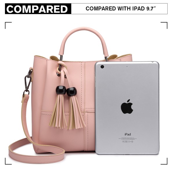 LG1844 - MISS LULU LEATHER LOOK 2 IN 1 BUCKET HANDBAG - PINK LG1844 - MISS LULU LEATHER LOOK 2 IN 1 BUCKET HANDBAG - PINK