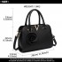 LG1848-MISS LULU PU LEATHER V LOGO HANDBAG ROSE HANGING BLACK