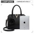LG1848-MISS LULU PU LEATHER V LOGO HANDBAG ROSE HANGING BLACK