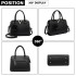 LG1848-MISS LULU PU LEATHER V LOGO HANDBAG ROSE HANGING BLACK