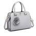 LG1848-MISS LULU PU LEATHER V LOGO HANDBAG ROSE HANGING GREY