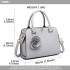 LG1848-MISS LULU PU LEATHER V LOGO HANDBAG ROSE HANGING GREY