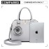 LG1848-MISS LULU PU LEATHER V LOGO HANDBAG ROSE HANGING GREY