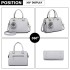 LG1848-MISS LULU PU LEATHER V LOGO HANDBAG ROSE HANGING GREY