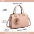LG1848-MISS LULU PU LEATHER V LOGO HANDBAG ROSE HANGING PINK