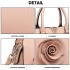 LG1848-MISS LULU PU LEATHER V LOGO HANDBAG ROSE HANGING PINK
