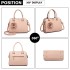 LG1848-MISS LULU PU LEATHER V LOGO HANDBAG ROSE HANGING PINK