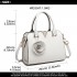 LG1848-MISS LULU PU LEATHER V LOGO HANDBAG ROSE HANGING WHITE