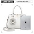 LG1848-MISS LULU PU LEATHER V LOGO HANDBAG ROSE HANGING WHITE