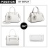 LG1848-MISS LULU PU LEATHER V LOGO HANDBAG ROSE HANGING WHITE