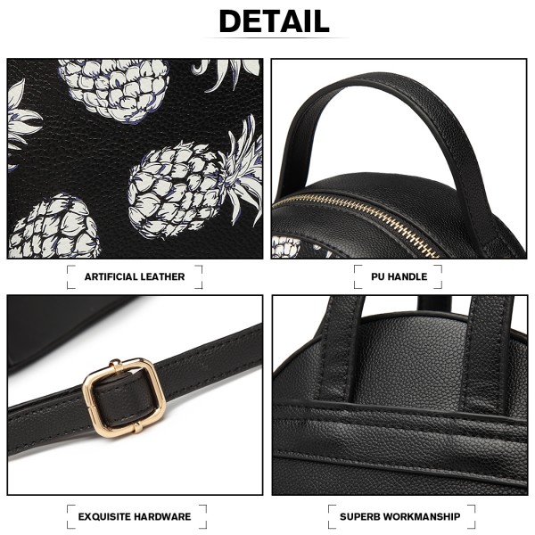 LG1866P-MISS LULU STYLISH LADIES RUCKSACK LEATHER PRINTED BACKPACK BLACK LG1866P-MISS LULU STYLISH LADIES RUCKSACK LEATHER PRINTED BACKPACK BLACK