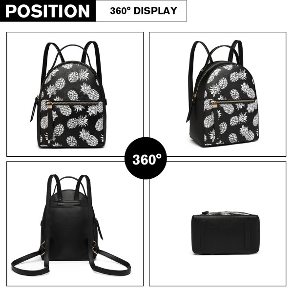 LG1866P-MISS LULU STYLISH LADIES RUCKSACK LEATHER PRINTED BACKPACK BLACK LG1866P-MISS LULU STYLISH LADIES RUCKSACK LEATHER PRINTED BACKPACK BLACK