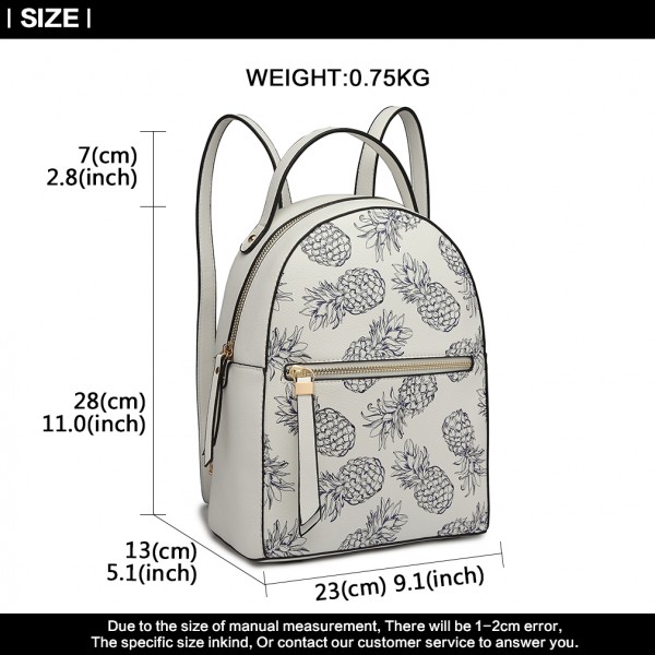 LG1866P-MISS LULU STYLISH LADIES RUCKSACK LEATHER PRINTED BACKPACK WHITE LG1866P-MISS LULU STYLISH LADIES RUCKSACK LEATHER PRINTED BACKPACK WHITE