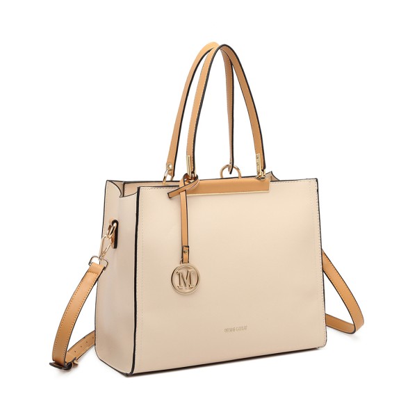 LG1907 - MISS LULU CLASSIC SIMPLE SHOULDER BAG - BEIGE LG1907 - MISS LULU CLASSIC SIMPLE SHOULDER BAG - BEIGE
