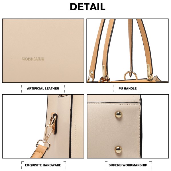 LG1907 - MISS LULU CLASSIC SIMPLE SHOULDER BAG - BEIGE LG1907 - MISS LULU CLASSIC SIMPLE SHOULDER BAG - BEIGE