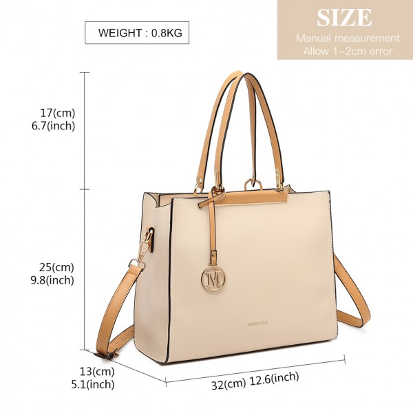 LG1907 - MISS LULU CLASSIC SIMPLE SHOULDER BAG - BEIGE LG1907 - MISS LULU CLASSIC SIMPLE SHOULDER BAG - BEIGE