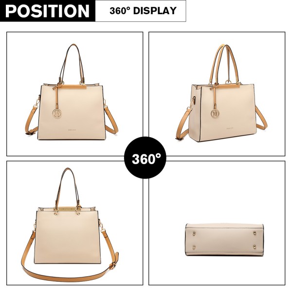 LG1907 - MISS LULU CLASSIC SIMPLE SHOULDER BAG - BEIGE LG1907 - MISS LULU CLASSIC SIMPLE SHOULDER BAG - BEIGE