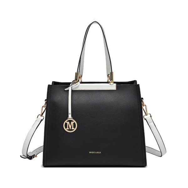 LG1907 - MISS LULU CLASSIC SIMPLE SHOULDER BAG - BLACK