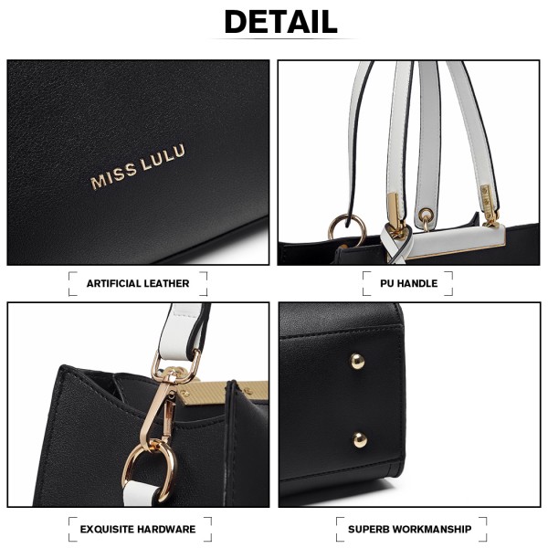 LG1907 - MISS LULU CLASSIC SIMPLE SHOULDER BAG - BLACK