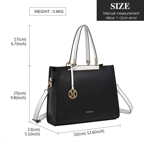 LG1907 - MISS LULU CLASSIC SIMPLE SHOULDER BAG - BLACK