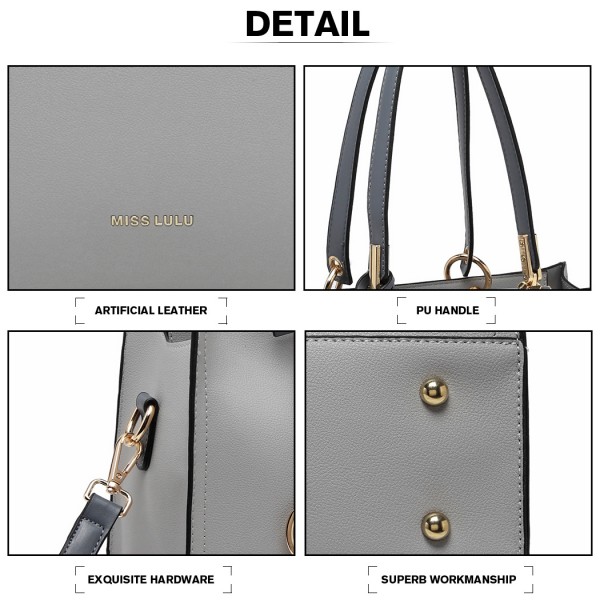 LG1907 - MISS LULU CLASSIC SIMPLE SHOULDER BAG - GREY LG1907 - MISS LULU CLASSIC SIMPLE SHOULDER BAG - GREY