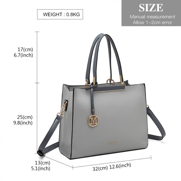 LG1907 - MISS LULU CLASSIC SIMPLE SHOULDER BAG - GREY LG1907 - MISS LULU CLASSIC SIMPLE SHOULDER BAG - GREY