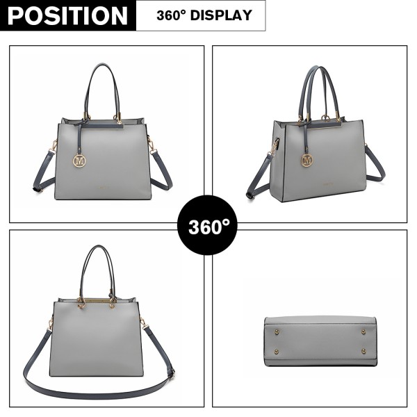 LG1907 - MISS LULU CLASSIC SIMPLE SHOULDER BAG - GREY LG1907 - MISS LULU CLASSIC SIMPLE SHOULDER BAG - GREY