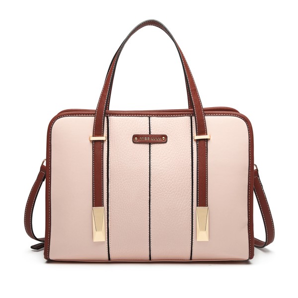 LG1949 - Miss Lulu Structured Panel Shoulder Bag - Pink LG1949 - Miss Lulu Structured Panel Shoulder Bag - Pink