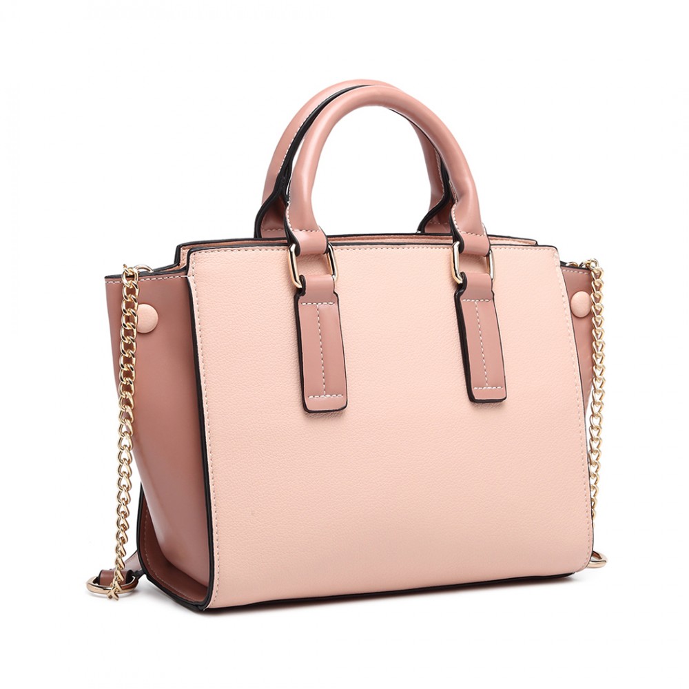 LG1975 - Miss Lulu Button Wing PU Leather Handbag - Pink