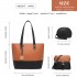 LG2023 - Miss Lulu 3 Piece Leather Look Tote Bag Set - Black And Brown