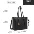 LG2047 - Miss Lulu Structured Zipped Compartment Tote Bag - Black LG2047 - Miss Lulu Structured Zipped Compartment Tote Bag - Black