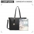LG2047 - Miss Lulu Structured Zipped Compartment Tote Bag - Black LG2047 - Miss Lulu Structured Zipped Compartment Tote Bag - Black