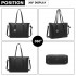LG2047 - Miss Lulu Structured Zipped Compartment Tote Bag - Black LG2047 - Miss Lulu Structured Zipped Compartment Tote Bag - Black
