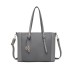 LG2047 - Miss Lulu Structured Zipped Compartment Tote Bag - Grey LG2047 - Miss Lulu Structured Zipped Compartment Tote Bag - Grey