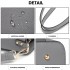 LG2047 - Miss Lulu Structured Zipped Compartment Tote Bag - Grey LG2047 - Miss Lulu Structured Zipped Compartment Tote Bag - Grey