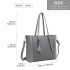 LG2047 - Miss Lulu Structured Zipped Compartment Tote Bag - Grey LG2047 - Miss Lulu Structured Zipped Compartment Tote Bag - Grey