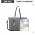 LG2047 - Miss Lulu Structured Zipped Compartment Tote Bag - Grey LG2047 - Miss Lulu Structured Zipped Compartment Tote Bag - Grey