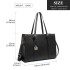 LG2056 - Miss Lulu Structured PU Leather Top Handle Tote Bag - Black LG2056 - Miss Lulu Structured PU Leather Top Handle Tote Bag - Black
