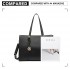 LG2056 - Miss Lulu Structured PU Leather Top Handle Tote Bag - Black LG2056 - Miss Lulu Structured PU Leather Top Handle Tote Bag - Black