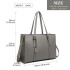 LG2056 - Miss Lulu Structured PU Leather Top Handle Tote Bag - Grey LG2056 - Miss Lulu Structured PU Leather Top Handle Tote Bag - Grey