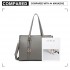 LG2056 - Miss Lulu Structured PU Leather Top Handle Tote Bag - Grey LG2056 - Miss Lulu Structured PU Leather Top Handle Tote Bag - Grey