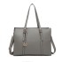 LG2056 - Miss Lulu Structured PU Leather Top Handle Tote Bag - Grey