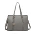 LG2056 - Miss Lulu Structured PU Leather Top Handle Tote Bag - Grey LG2056 - Miss Lulu Structured PU Leather Top Handle Tote Bag - Grey