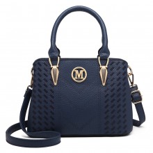 LG6865 - Miss Lulu Leather Look Weave Effect Shoulder Bag - Blue LG6865 - Miss Lulu Leather Look Weave Effect Shoulder Bag - Blue
