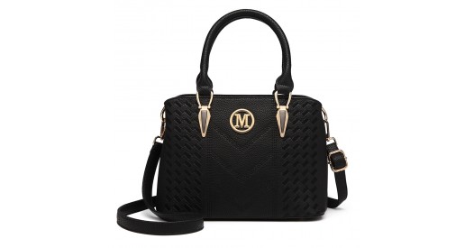 LG6865 - Miss Lulu Schultertasche in Leder-Optik mit Flechteffekt 