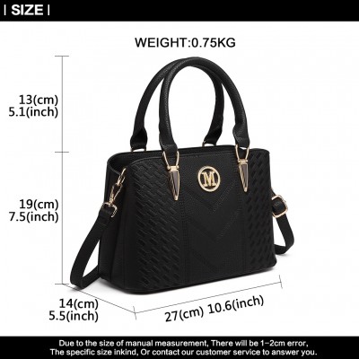 LG6865 - Miss Lulu Schultertasche in Leder-Optik mit Flechteffekt 