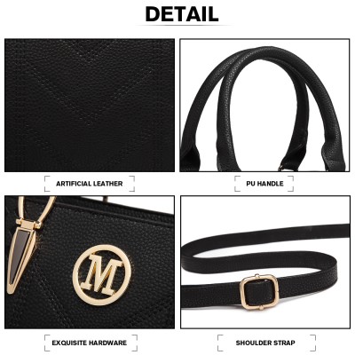 LG6865 - Miss Lulu Schultertasche in Leder-Optik mit Flechteffekt 