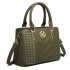 LG6865 - Miss Lulu Leather Look Weave Effect Shoulder Bag - Green