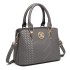 LG6865 - Miss Lulu Schultertasche in Leder-Optik mit Flechteffekt - Grau